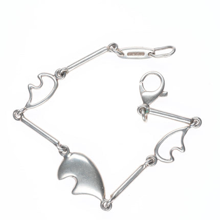 7" Ray Tracey Knifewing sterling silver multi-stone inlay bear link bracelet