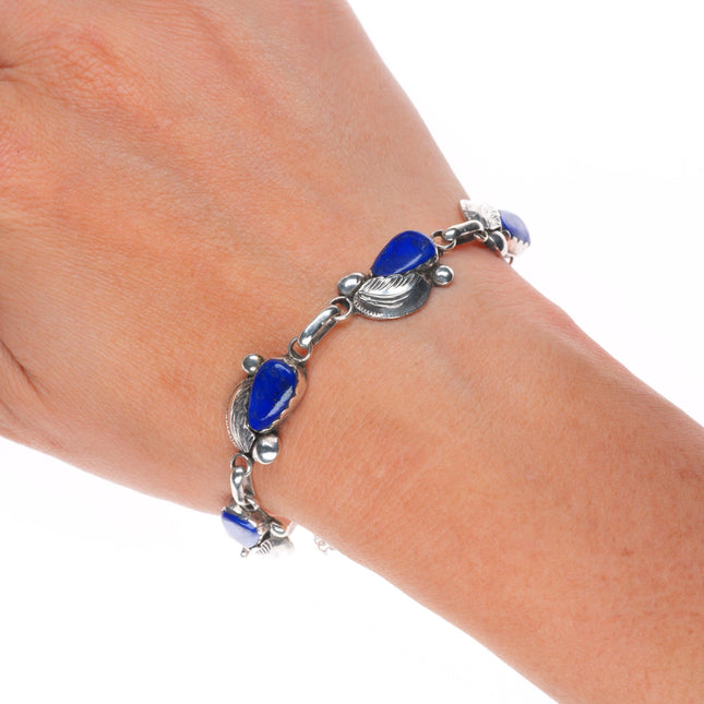 7" Simplicio Zuni sterling silver lapis lazuli link bracelet