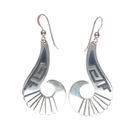 Everett & Mary Teller Navajo sterling silver long dangle earrings