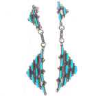 Vintage Zuni sterling silver needlepoint turquoise dangle earrings