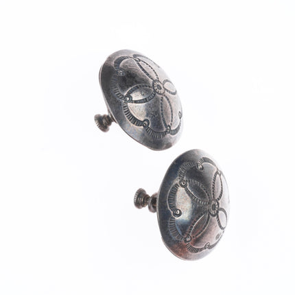 30's-40's UITA3 Navajo hand stamped sterling silver concho style earrings