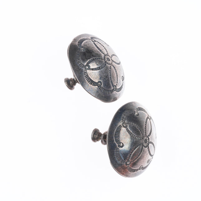 30's-40's UITA3 Navajo hand stamped sterling silver concho style earrings