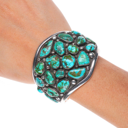 6.5" Vintage Coolidge Nez Navajo Royston turquoise sterling silver cuff bracelet