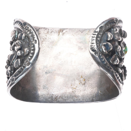 7" Big Vintage Navajo sterling silver high grade turquoise cuff bracelet