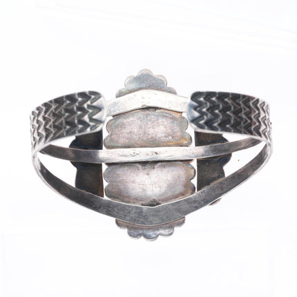 6.75" 1940's Navajo sterling silver large stone turquoise cuff bracelet