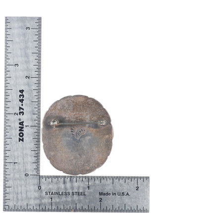 Elliot Qualo (1930-1974) Zuni sterling silver intarsia inlay Ghan Dancer pin