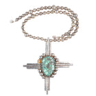 Vintage Heavy sterling silver Native American cross pendant on beaded necklace
