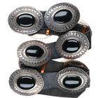 Large Lester Ortiz Navajo sterling silver onyx deep stamped concho belt