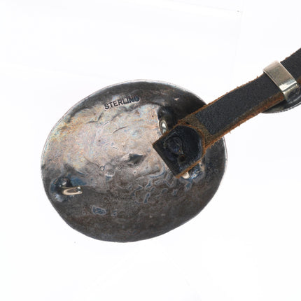 Vintage slim Navajo sterling silver stamped concho belt