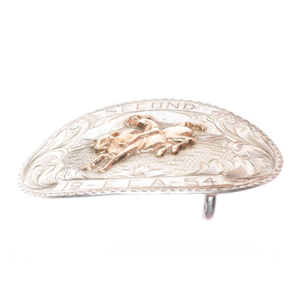 1954 10k gold/Sterling silver Maddox Amarillo TX Bronco Trophy belt buckle