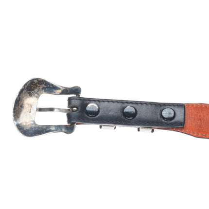 Vintage Navajo sterling silver deep stamped ranger belt buckle set 3/4"