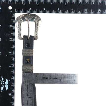 Vintage Navajo sterling silver deep stamped ranger belt buckle set 3/4"