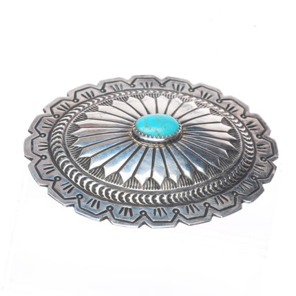 Jenny Blackgoat Navajo sterling silver concho style belt buckle with turquoise