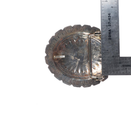 Jenny Blackgoat Navajo sterling silver concho style belt buckle with turquoise
