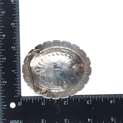 Jenny Blackgoat Navajo sterling silver concho style belt buckle with turquoise