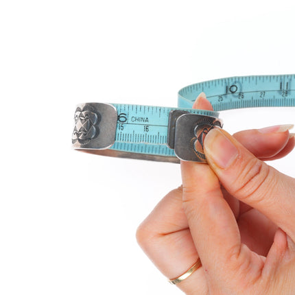6.6" Edison Billy Navajo hand stamped sterling silver cuff bracelet w/turquoise
