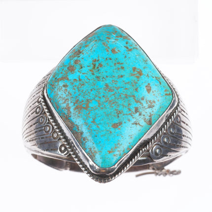 6.25" Mary Chavez San Felipe big vintage sterling silver turquoise cuff bracelet