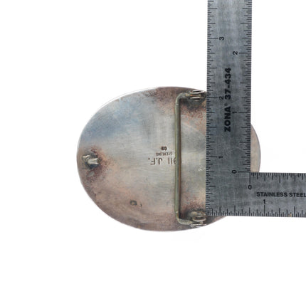 Johnny Frank 1911 Navajo sterling silver belt buckle with turquoise