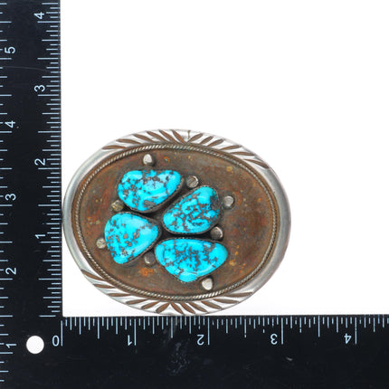 Johnny Frank 1911 Navajo sterling silver belt buckle with turquoise