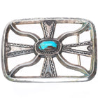 Lorenzo Tortalita Kewa sterling silver vintage belt buckle with turquoise