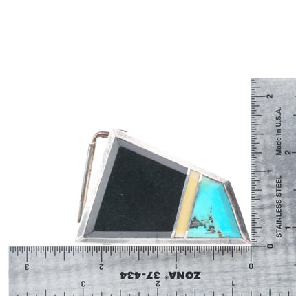 NA Vintage Southwestern modernist sterling silver turquoise, onyx belt buckle
