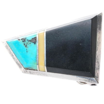 NA Vintage Southwestern modernist sterling silver turquoise, onyx belt buckle