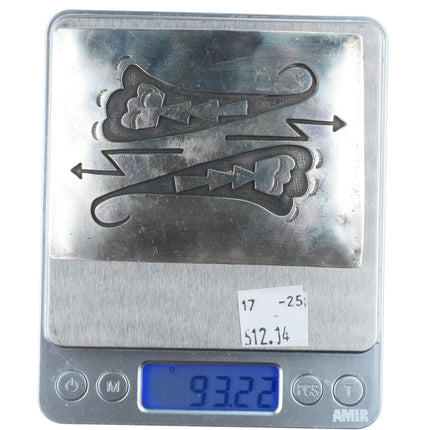 Vintage Navajo sterling silver belt buckle with overlay design