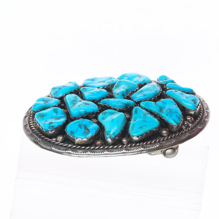 Evelyn Yazzie Navajo vintage sterling silver turquoise nugget belt buckle
