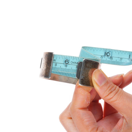 6.25" Vintage Navajo modernist sterling silver turquoise inlay cuff bracelet