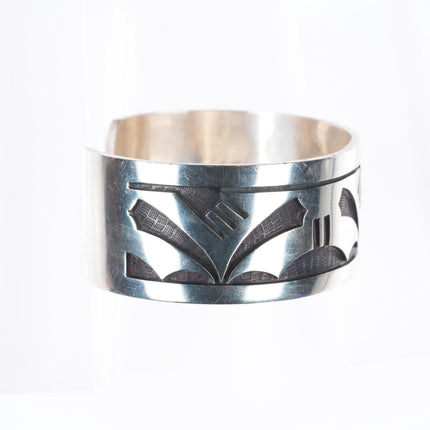6.8" Marcus Coochwykvia  Hopicrafts sterling silver cuff bracelet in overlay style