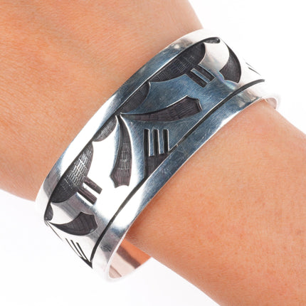 6.8" Marcus Coochwykvia  Hopicrafts sterling silver cuff bracelet in overlay style