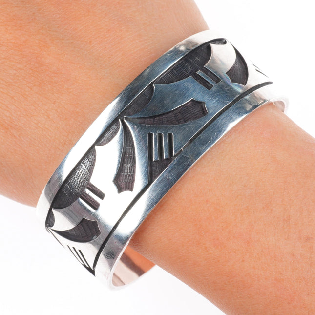 6.8" Marcus Coochwykvia  Hopicrafts sterling silver cuff bracelet in overlay style