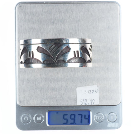 6.8" Marcus Coochwykvia  Hopicrafts sterling silver cuff bracelet in overlay style