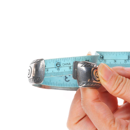 6.4" Herbert Cayatineto Navajo sterling silver hand stamped cuff bracelet