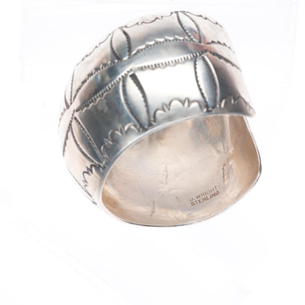 6" J Wright Navajo vintage sterling silver stamped cuff bracelet