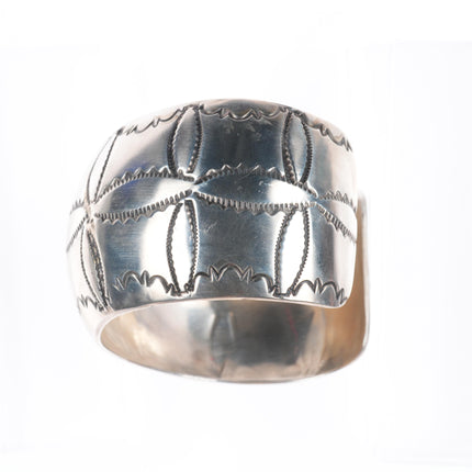 6" J Wright Navajo vintage sterling silver stamped cuff bracelet