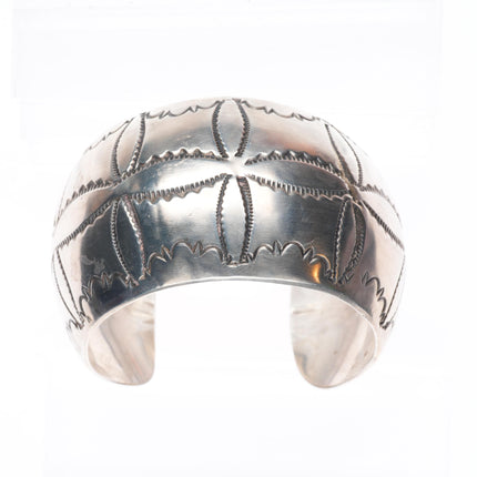 6" J Wright Navajo vintage sterling silver stamped cuff bracelet