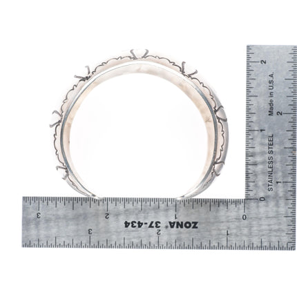 6" J Wright Navajo vintage sterling silver stamped cuff bracelet