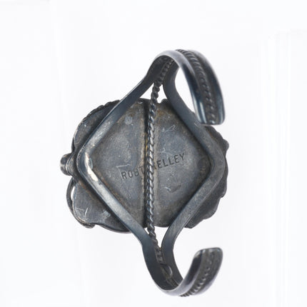 5.75" Vintage Robert Kelley Navajo sterling silver cuff bracelet large turquoise