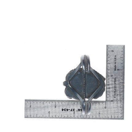 5.75" Vintage Robert Kelley Navajo sterling silver cuff bracelet large turquoise