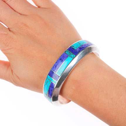 6.8" Pete Sanchez Isleta pueblo sterling silver/turquoise/charoite cuff bracelet