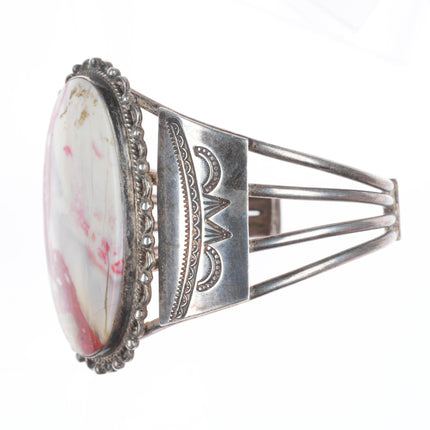 6.4" 30's-40's Navajo sterling silver petrified wood/Agate/Jasper cuff bracelet