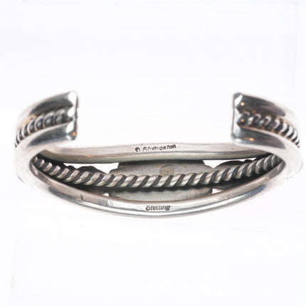 6" Darrin Livingston Navajo sterling silver Mediterranean coral cuff bracelet