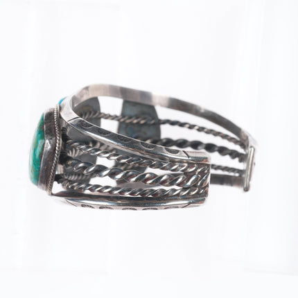 6.4" 1940's vintage Navajo sterling silver 3 stone twisted wire cuff bracelet