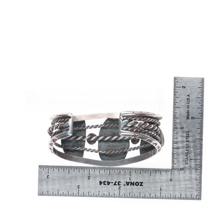 6.4" 1940's vintage Navajo sterling silver 3 stone twisted wire cuff bracelet
