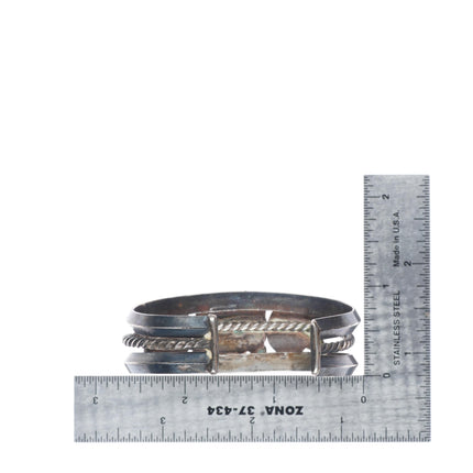 6.1" 30's-40's Navajo Blue Gem turquoise sterling silver carinated cuff bracelet