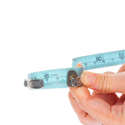 6.7" c1930's Navajo sterling silver turquoise row cuff bracelet stamped sides