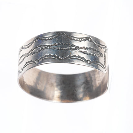 6.1" 20's-30's Navajo ingot silver hand stamped band cuff bracelet