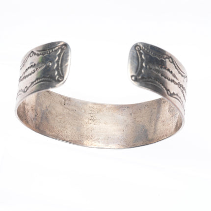 6.1" 20's-30's Navajo ingot silver hand stamped band cuff bracelet
