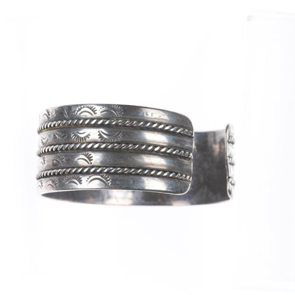 6.6" vintage Navajo sterling silver stacked/twisted wire stamped cuff bracelet
